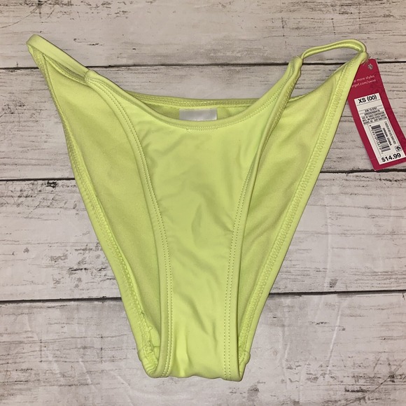 Xhilaration Other - Xhilaration Bikini Bottom Womens XS Green Solid Lime High Leg Scoop Swim NEW XS